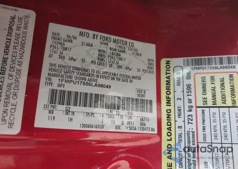 2006 Ford Expedition Eddie Bauer/King Ranch z USA, uszkodzony, nr VIN 1FMPU17556LA98049